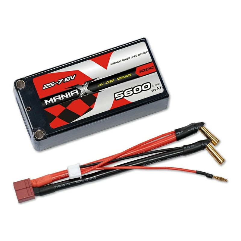 HV Lipo 2S-7.6V 5600mAh 100C Hardcase לרכב מירוץ סוללה