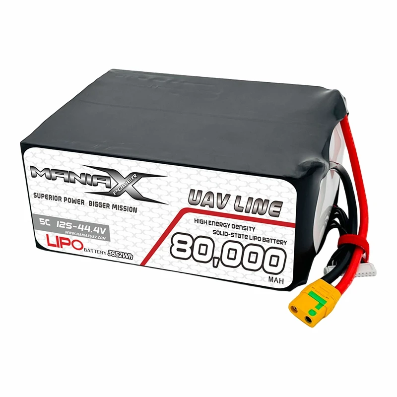 400Wh/Kg Solid{{1}State Lipo 12S-44.4V 80,000mAh 5C Drone/UAV/eVTOL/Multi-Rotors Battery