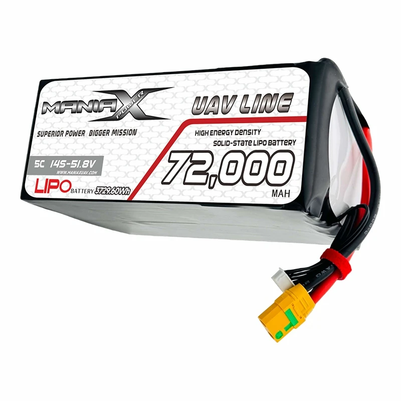 400Wh/Kg Solid{{1}State Lipo 14S-51.8V 72,000mAh 5C Drone/UAV/eVTOL/Multi-Rotors Battery