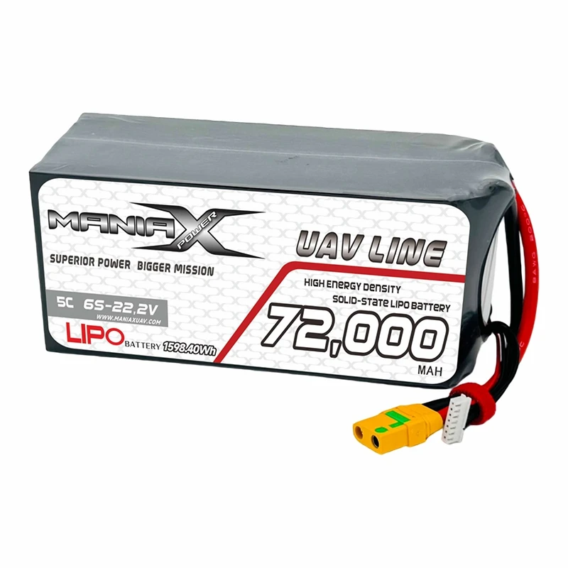 400Wh/Kg Solid{{1}State Lipo 6S-22.2V 72,000mAh 5C Drone/UAV/eVTOL/Multi-Rotors Battery